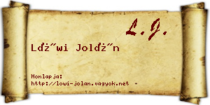 Löwi Jolán névjegykártya